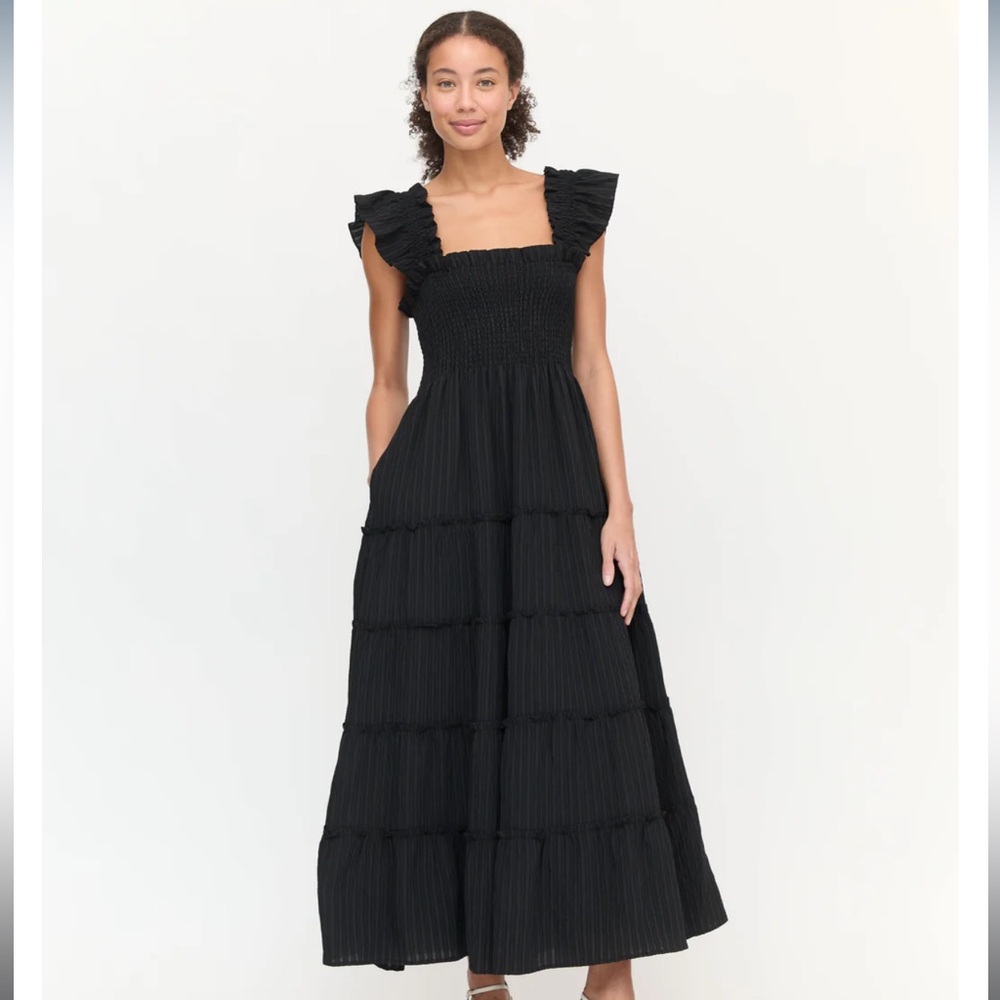 Hill House Black Ruffled Maxi Dress